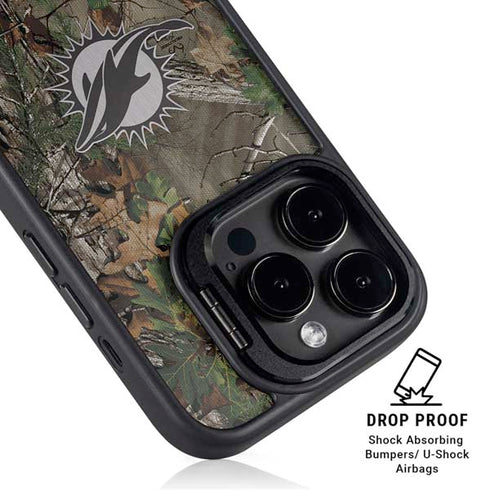 NFL Miami Dolphins Realtree Xtra Green Camo iPhone 16 Pro Kickstand Case